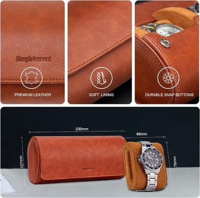 Bolso de viaje de reloj, rollo de reloj para 3 relojes, cuero falso premium, embalaje en caja de regalo √ √ √ √