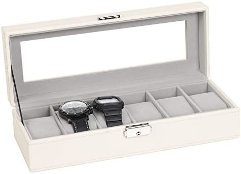NEX 6 ranuras organizador de caja de relojes para hombres, porta relojes negros