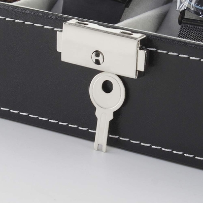 NEX 6 ranuras organizador de caja de relojes para hombres, porta relojes negros