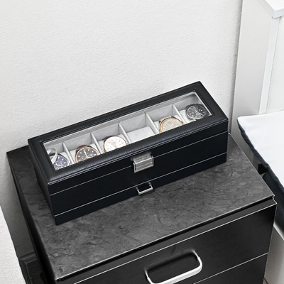 ProCase organizador de caja de relojes para hombres, caja de visualización de relojes de 6 ranuras con cajón, regalo para el día del padre