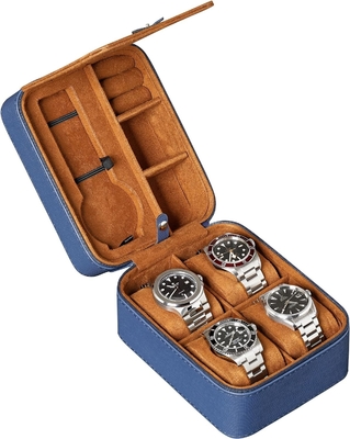 ROTHWELL 5 relojes organizador de maletines de viaje para 5 relojes protector portátil resistente con cremallera se ajusta a todos los relojes de pulsera