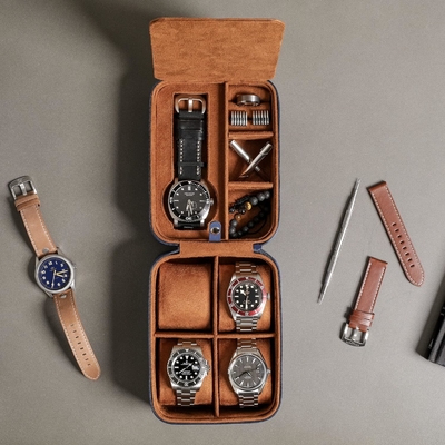 ROTHWELL 5 relojes organizador de maletines de viaje para 5 relojes protector portátil resistente con cremallera se ajusta a todos los relojes de pulsera