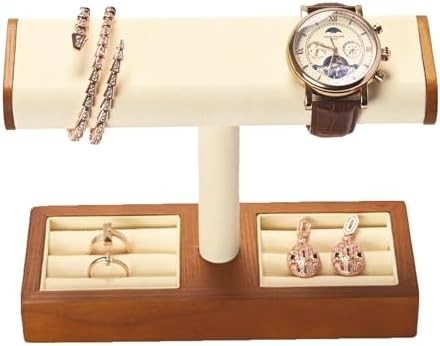Reloj de madera sólida Display Stand T-bar Reloj de pie Jewelry Holder Reloj de pie Casas de reloj para hombres Reloj organizador de soporte para hombres