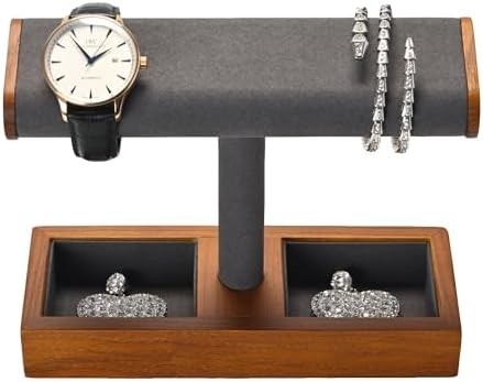 Reloj de madera sólida Display Stand T-bar Reloj de pie Jewelry Holder Reloj de pie Casas de reloj para hombres Reloj organizador de soporte para hombres