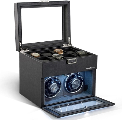 Doble Automático de Reloj de Enrollamiento con 8 caja de almacenamiento extra, Doble Automático de Reloj de Enrollamiento de caja con organizador de joyas,
