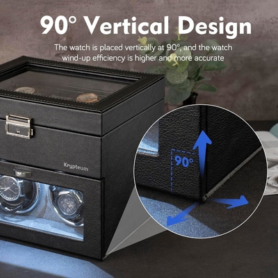 Doble Automático de Reloj de Enrollamiento con 8 caja de almacenamiento extra, Doble Automático de Reloj de Enrollamiento de caja con organizador de joyas,