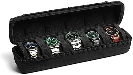 3 rollo de maleta de viaje de reloj, Hard relojería cargar caja de rollo de relojería caja de almacenamiento de pantalla con almohadas de espuma suave ajustado a todos los tamaños