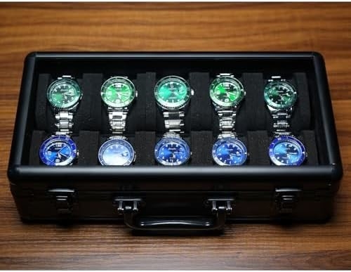 3 rollo de maleta de viaje de reloj, Hard relojería cargar caja de rollo de relojería caja de almacenamiento de pantalla con almohadas de espuma suave ajustado a todos los tamaños
