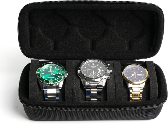 3 rollo de maleta de viaje de reloj, Hard relojería cargar caja de rollo de relojería caja de almacenamiento de pantalla con almohadas de espuma suave ajustado a todos los tamaños