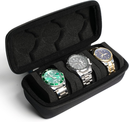 3 rollo de maleta de viaje de reloj, Hard relojería cargar caja de rollo de relojería caja de almacenamiento de pantalla con almohadas de espuma suave ajustado a todos los tamaños