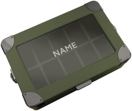 CASE ELEGANCE Militar 10 Slot Cuadro de relojes organizador de caja para hombres, tapa de vidrio de verdad, bandeja de servicio modular,