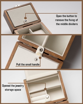 Caja de relojes, caja de viaje de relojes para hombres, relojes de madera y organizador de portajoyas para mujer, protección portátil de 2 ranuras