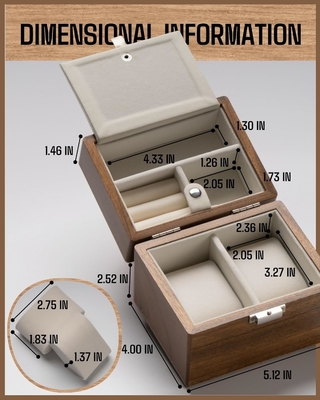Caja de relojes, caja de viaje de relojes para hombres, relojes de madera y organizador de portajoyas para mujer, protección portátil de 2 ranuras