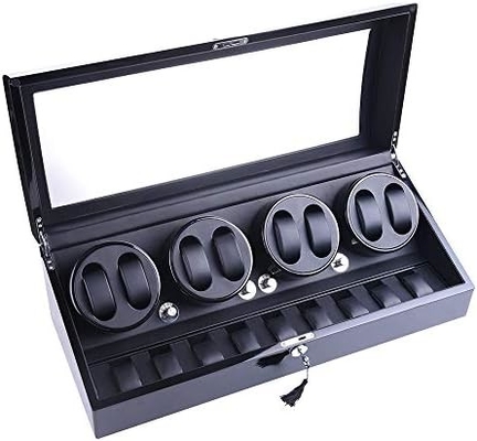 Vendedor de relojes, XTELARY Luxury 4 Vendedores de relojes con motor para relojes automáticos caja fuerte y caja de pantalla de madera caja de almacenamiento 8 + 9