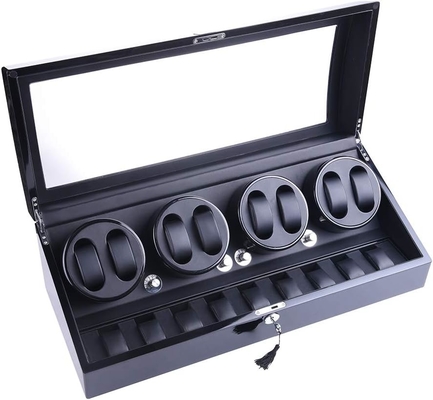 Vendedor de relojes, XTELARY Luxury 4 Vendedores de relojes con motor para relojes automáticos caja fuerte y caja de pantalla de madera caja de almacenamiento 8 + 9