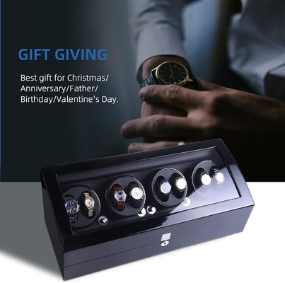Vendedor de relojes, XTELARY Luxury 4 Vendedores de relojes con motor para relojes automáticos caja fuerte y caja de pantalla de madera caja de almacenamiento 8 + 9