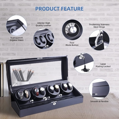 Vendedor de relojes, XTELARY Luxury 4 Vendedores de relojes con motor para relojes automáticos caja fuerte y caja de pantalla de madera caja de almacenamiento 8 + 9