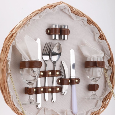 Cestión de picnic para 2 personas en forma de corazón en picnic en forma vacía tejida de mimbre de sauce de madera de mochila de bolsa de bolso con mango de tapa de tapa