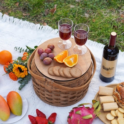 Cestas de picnic pequeñas con refrigerador aislado, Cestas de picnic para 2 personas, Cestas de madera,
