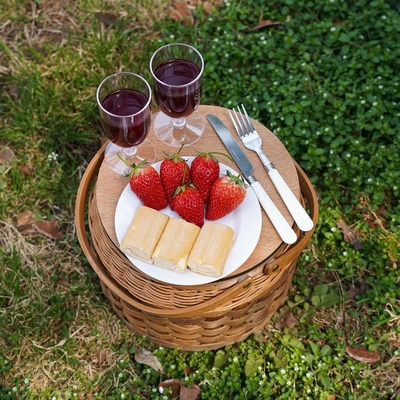 Cestas de picnic pequeñas con refrigerador aislado, Cestas de picnic para 2 personas, Cestas de madera,