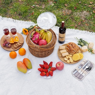 Cestas de picnic pequeñas con refrigerador aislado, Cestas de picnic para 2 personas, Cestas de madera,