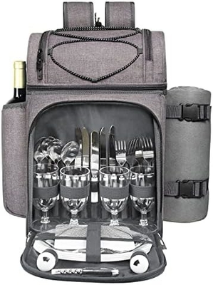 Refrigerador de mochila de picnic para 4 personas con bolso aislado, portavientos, manta de lana,