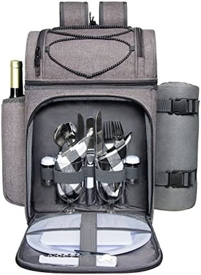 Refrigerador de mochila de picnic para 4 personas con bolso aislado, portavientos, manta de lana,