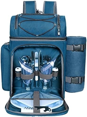 Refrigerador de mochila de picnic para 4 personas con bolso aislado, portavientos, manta de lana,