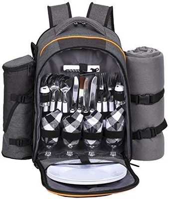 Refrigerador de mochila de picnic para 4 personas con bolso aislado, portavientos, manta de lana,