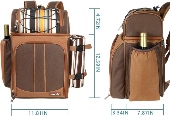 Refrigerador de mochila de picnic para 4 personas con bolso aislado, portavientos, manta de lana,