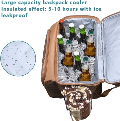 Refrigerador de mochila de picnic para 4 personas con bolso aislado, portavientos, manta de lana,