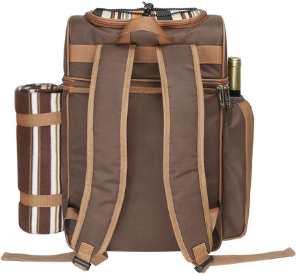 Refrigerador de mochila de picnic para 4 personas con bolso aislado, portavientos, manta de lana,
