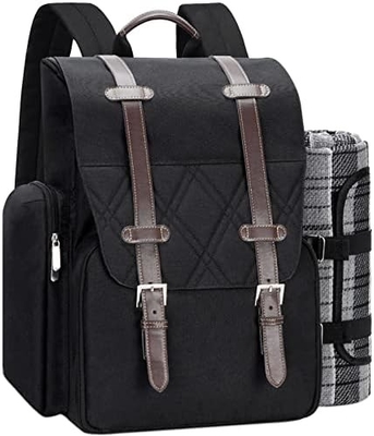 Mochila de picnic para 4 personas con bolso aislado de aire acondicionado, conjunto de cestas de picnic con bolsa de vino,