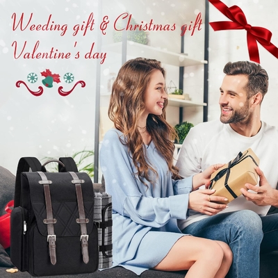 Mochila de picnic para 4 personas con bolso aislado de aire acondicionado, conjunto de cestas de picnic con bolsa de vino,