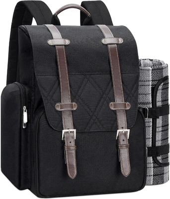 Mochila de picnic para 4 personas con bolso aislado de aire acondicionado, conjunto de cestas de picnic con bolsa de vino,