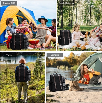 Mochila de picnic para 4 personas con bolso aislado de aire acondicionado, conjunto de cestas de picnic con bolsa de vino,
