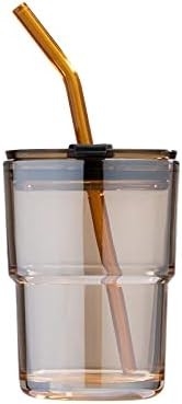13 oz/400 ml de vaso de agua de tumbler, tazas con paja y tapa sellada llevar para el café, té helado, grueso de pared aislado de vidrio