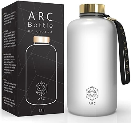 Botella de agua ARCANA Arc con marcador de tiempo - Botellas de agua motivacionales con tiempos para beber - Plástico congelado libre de BPA