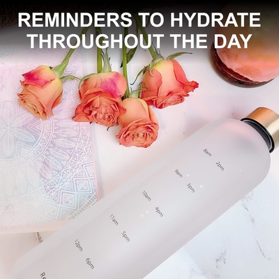 Botella de agua ARCANA Arc con marcador de tiempo - Botellas de agua motivacionales con tiempos para beber - Plástico congelado libre de BPA