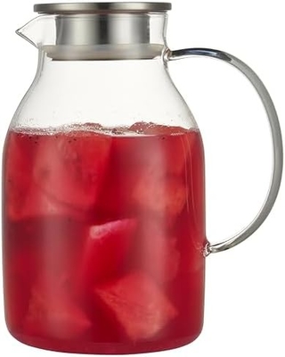 Jarrón de vidrio Karafu con tapa, jarra de agua resistente al calor de 68 oz para agua caliente / fría, té helado y jugo de bebida clara