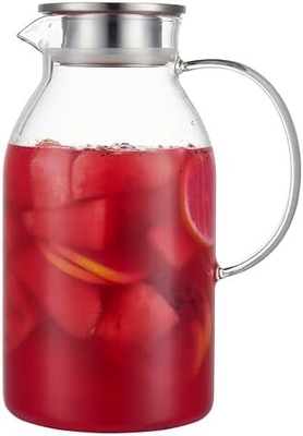 Jarrón de vidrio Karafu con tapa, jarra de agua resistente al calor de 68 oz para agua caliente / fría, té helado y jugo de bebida clara