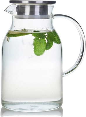 Jarrón de vidrio Karafu con tapa, jarra de agua resistente al calor de 68 oz para agua caliente / fría, té helado y jugo de bebida clara