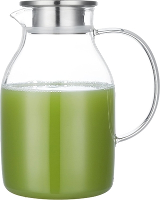 Jarrón de vidrio Karafu con tapa, jarra de agua resistente al calor de 68 oz para agua caliente / fría, té helado y jugo de bebida clara