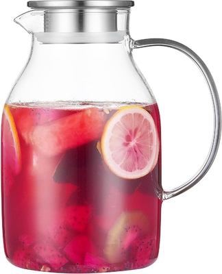 Jarrón de vidrio Karafu con tapa, jarra de agua resistente al calor de 68 oz para agua caliente / fría, té helado y jugo de bebida clara