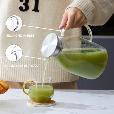 Jarrón de vidrio Karafu con tapa, jarra de agua resistente al calor de 68 oz para agua caliente / fría, té helado y jugo de bebida clara