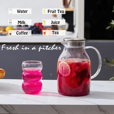 Jarrón de vidrio Karafu con tapa, jarra de agua resistente al calor de 68 oz para agua caliente / fría, té helado y jugo de bebida clara
