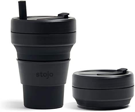 Taza de viaje plegable - Verde salvia, 12 oz / 355 ml - Reutilizable a prueba de fugas botella de silicona de bolsillo