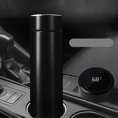 Botella de agua con pantalla de temperatura LED,botella de agua aislada de vacío de doble pared,acero inoxidable deportiva automotriz