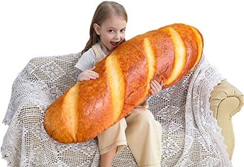 40 en 3D Simulación de forma de pan almohada suave Lumbal baguette de espalda cojín comida divertida Plush Juguete relleno