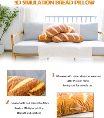 40 en 3D Simulación de forma de pan almohada suave Lumbal baguette de espalda cojín comida divertida Plush Juguete relleno